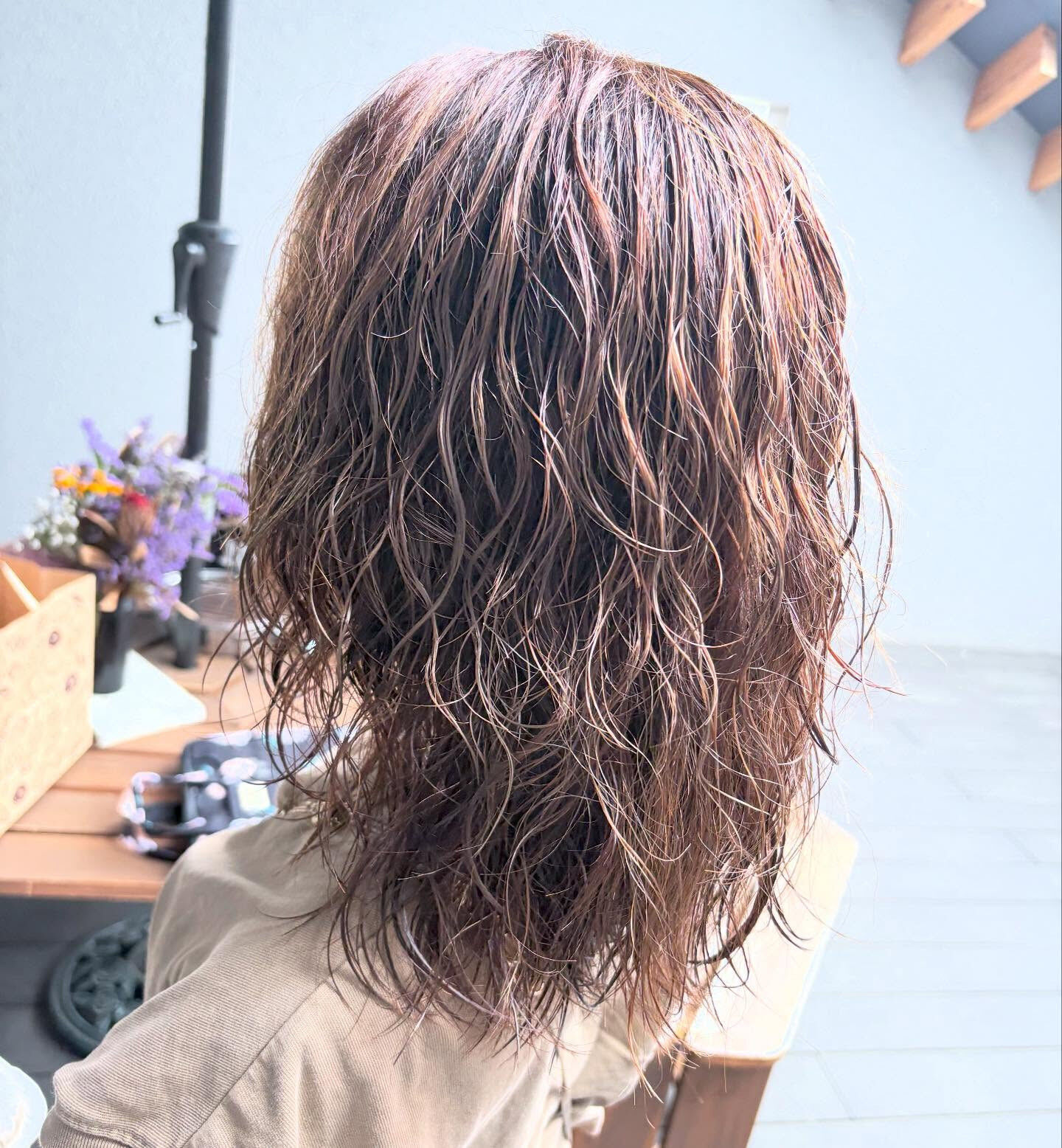 オリーブベージュ×パーマ